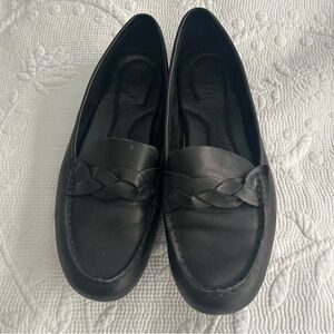 Born Black Leather Braided Loafers